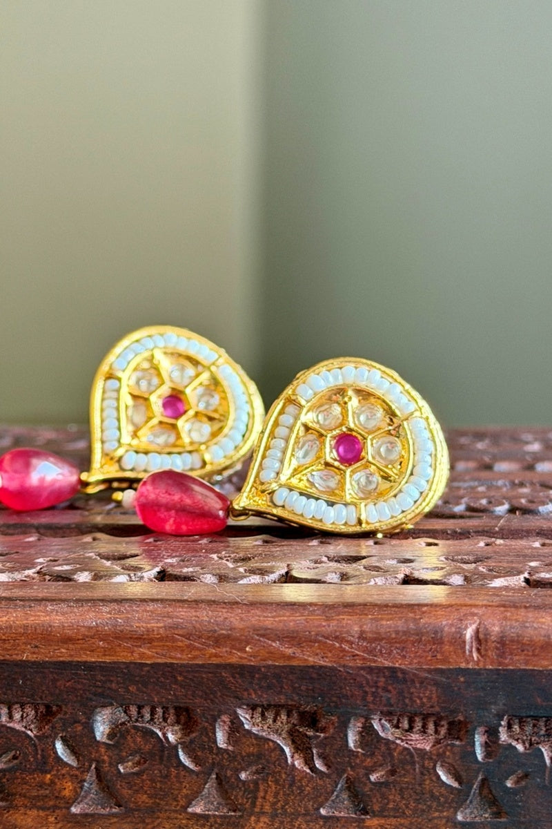 Kundan Ruby-Dipped Teardrop Earring